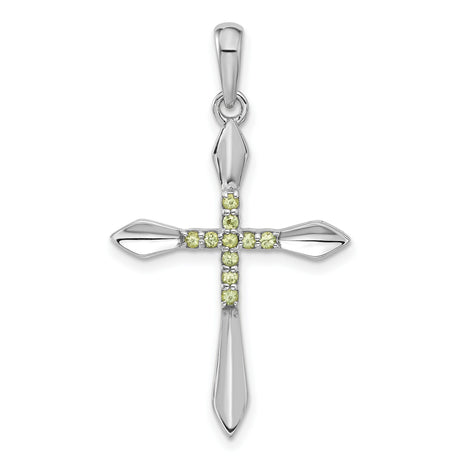 Peridot Cross Charm Pendant in Real 925 Sterling Silver