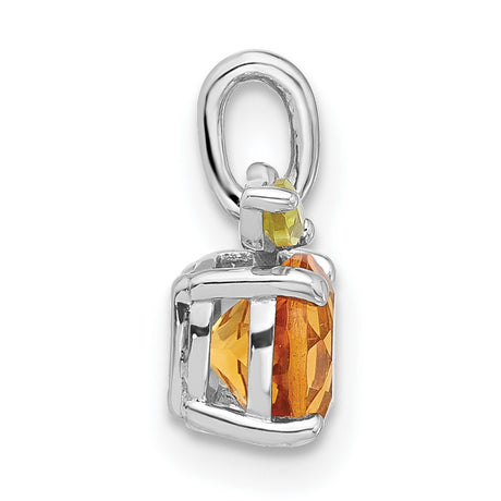 Sterling Silver Fruit Pendant with Citrine and Peridot, Botanical Nature-Inspired Design for Women