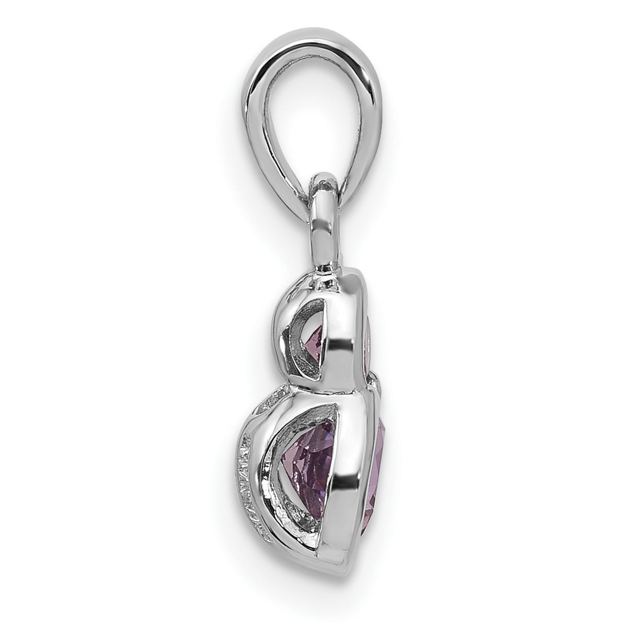 Sterling Silver Pendant with Two Round Amethyst Gemstones, Vertical Modern Minimalist Design