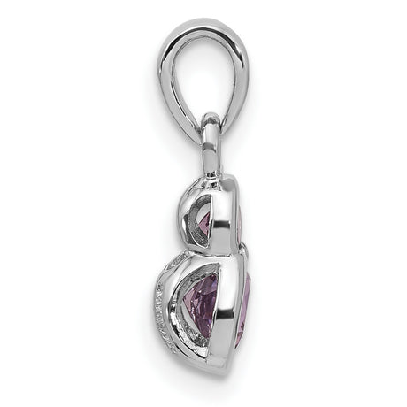 Sterling Silver Pendant with Two Round Amethyst Gemstones, Vertical Modern Minimalist Design