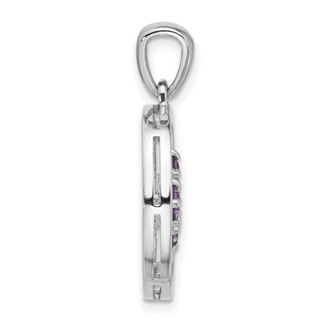 Sterling Silver Pendant with Amethyst, Flower of Life Design, Sacred Geometry Jewelry for Women