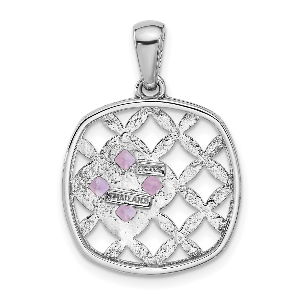 Sterling Silver Pendant with Amethyst, Flower of Life Design, Sacred Geometry Jewelry for Women