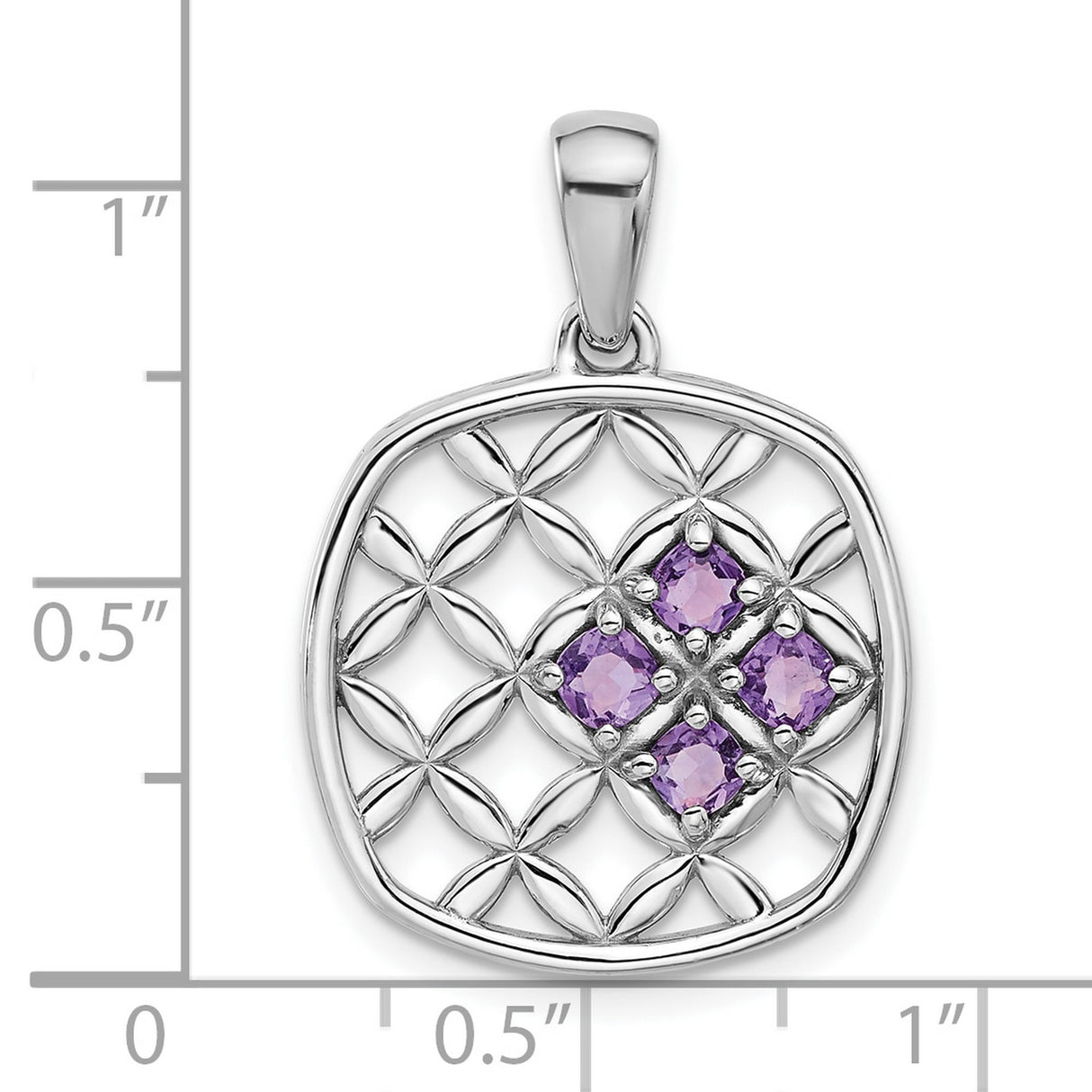 Sterling Silver Pendant with Amethyst, Flower of Life Design, Sacred Geometry Jewelry for Women