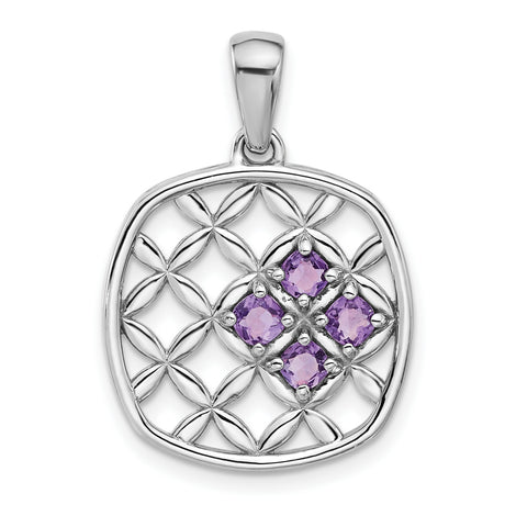 Sterling Silver Pendant with Amethyst, Flower of Life Design, Sacred Geometry Jewelry for Women