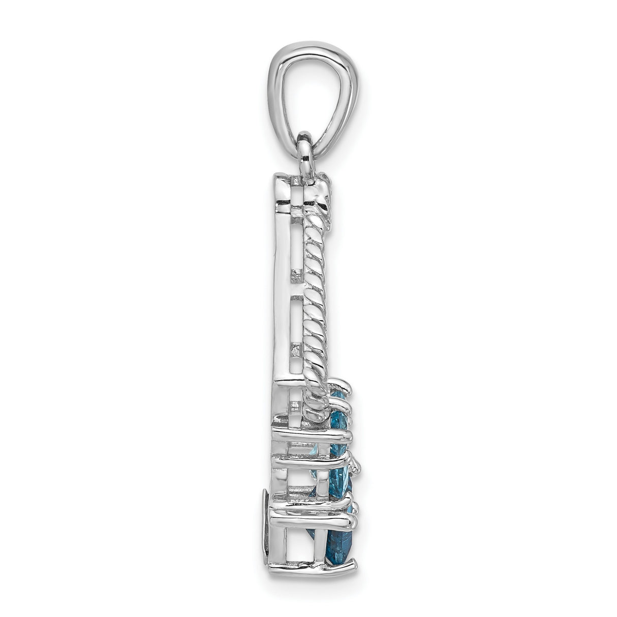 London and Light Swiss Blue Topaz Charm Pendant in Real 925 Sterling Silver
