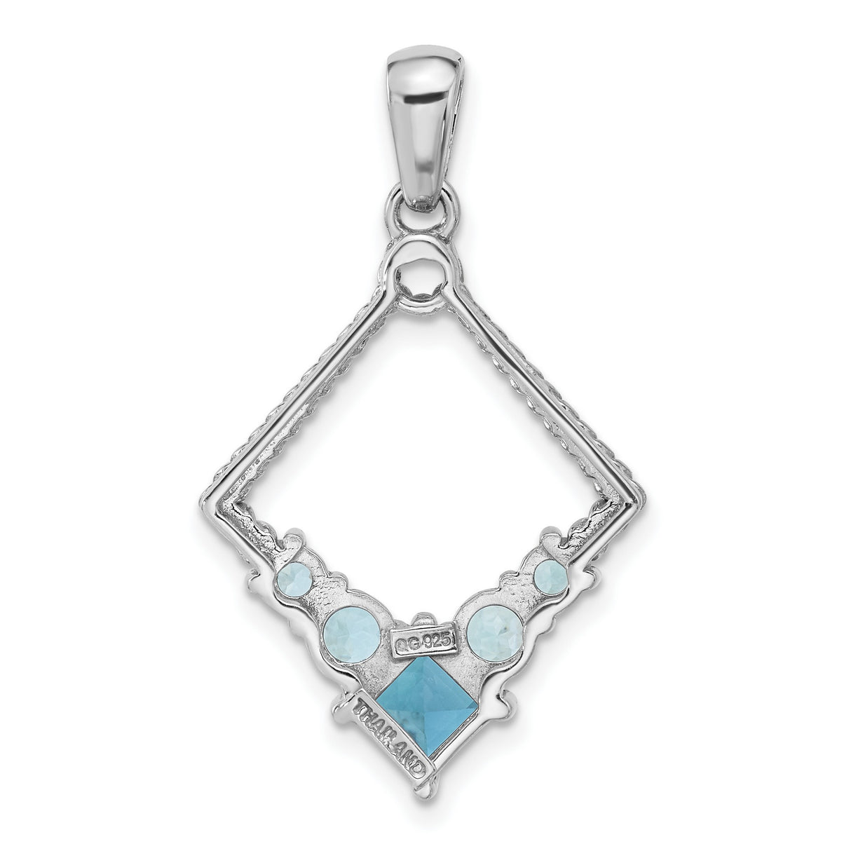 London and Light Swiss Blue Topaz Charm Pendant in Real 925 Sterling Silver
