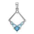London and Light Swiss Blue Topaz Charm Pendant in Real 925 Sterling Silver