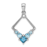 London and Light Swiss Blue Topaz Charm Pendant in Real 925 Sterling Silver