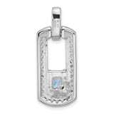 Sterling Silver Pendant with Cushion Cut Swiss Blue Topaz and Cubic Zirconia Accents