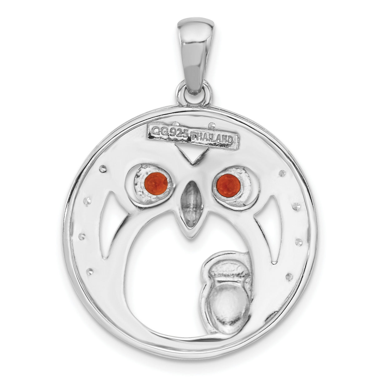 Sterling Silver Owl Pendant with Garnet Eyes, Mother and Baby Owl Design, Nature Symbol Jewelry