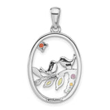 Sterling Silver Bird Pendant with Amethyst and Citrine, Two Birds on Branch Nature Design