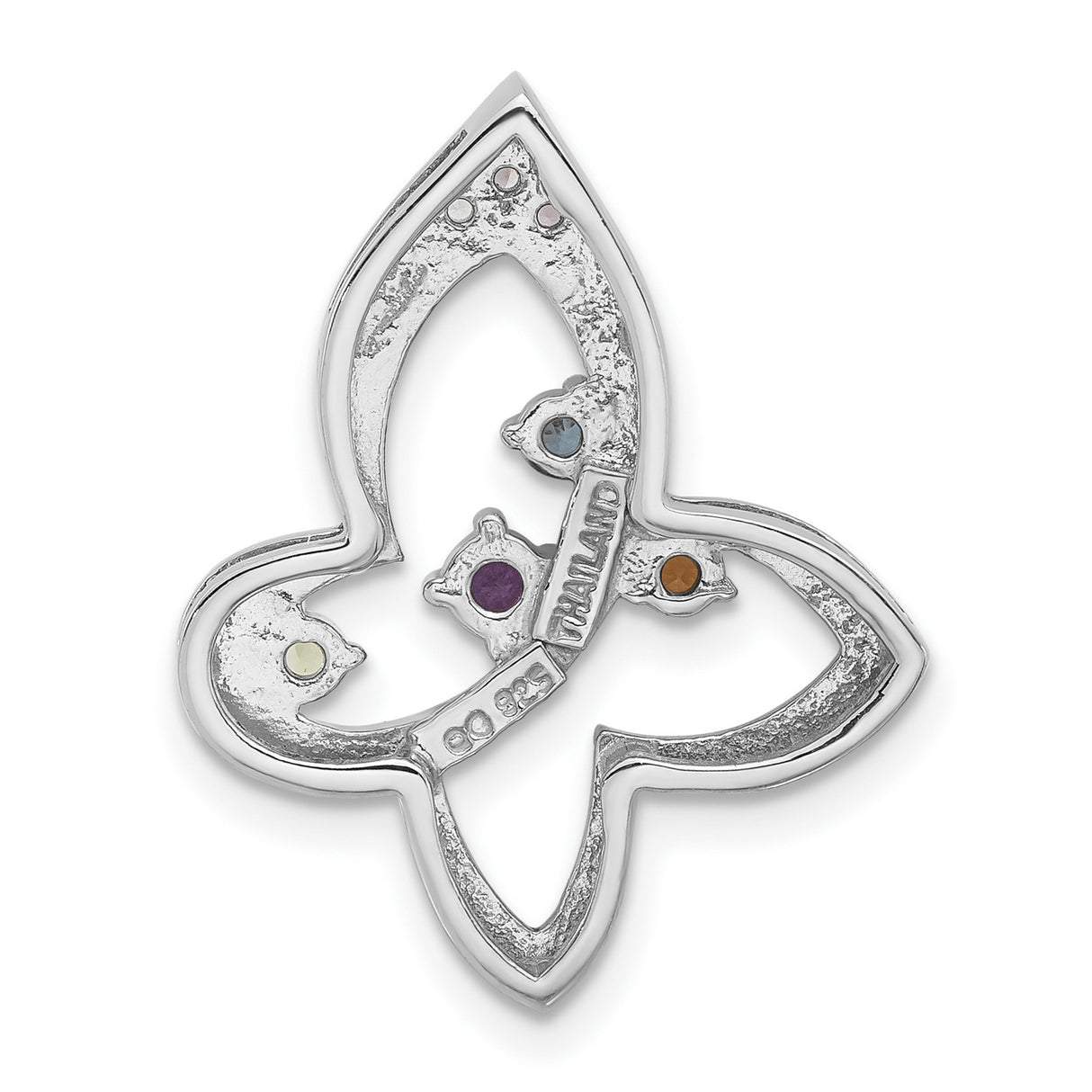 Sterling Silver Butterfly Pendant with Citrine, Swiss Blue Topaz, and Cubic Zirconia Accents