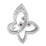 Sterling Silver Butterfly Pendant with Citrine, Swiss Blue Topaz, and Cubic Zirconia Accents