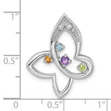 Sterling Silver Butterfly Pendant with Citrine, Swiss Blue Topaz, and Cubic Zirconia Accents