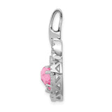 Sterling Silver Heart Padlock Pendant with Pink Cubic Zirconia and Clear Accents