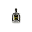 Sterling Silver Pendant with Cubic Zirconia, Rectangular Rope Design, Vintage Inspired