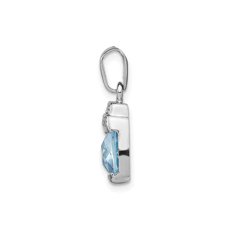 Sterling Silver Pendant with Blue Cubic Zirconia and Crystal Accents, Chic Modern Design for Women