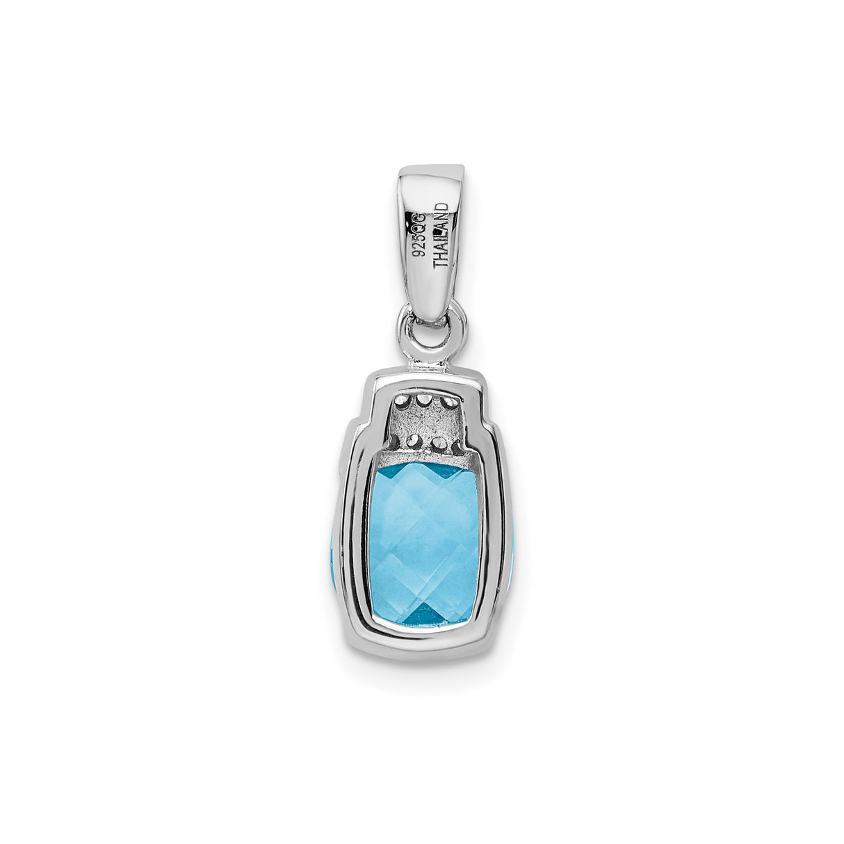 Sterling Silver Pendant with Blue Cubic Zirconia and Crystal Accents, Chic Modern Design for Women