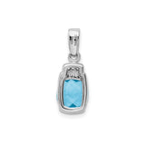 Sterling Silver Pendant with Blue Cubic Zirconia and Crystal Accents, Chic Modern Design for Women