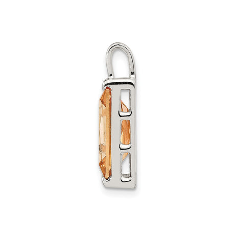 Sterling Silver Pendant with Rectangular Champagne Cubic Zirconia, Modern Sleek Design for Women