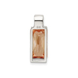 Sterling Silver Pendant with Rectangular Champagne Cubic Zirconia, Modern Sleek Design for Women