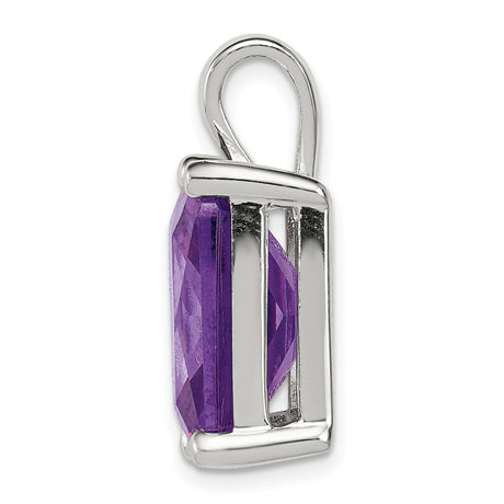 Purple CZ Charm Pendant in Real 925 Sterling Silver