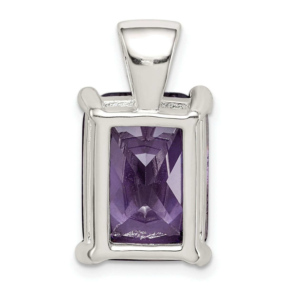 Purple CZ Charm Pendant in Real 925 Sterling Silver