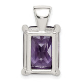 Purple CZ Charm Pendant in Real 925 Sterling Silver