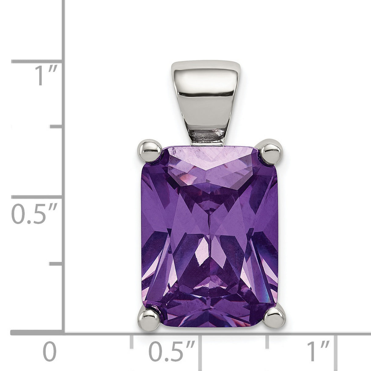 Purple CZ Charm Pendant in Real 925 Sterling Silver