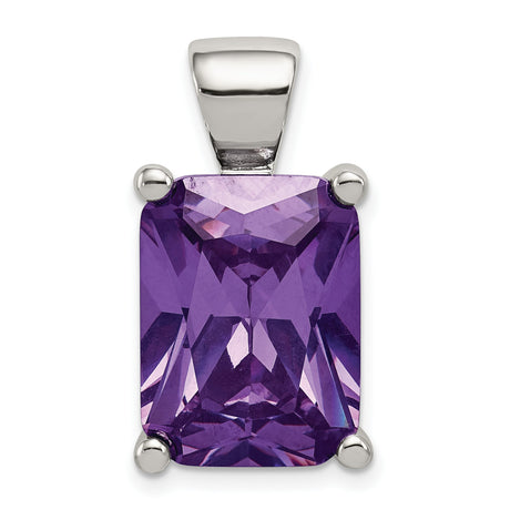 Purple CZ Charm Pendant in Real 925 Sterling Silver