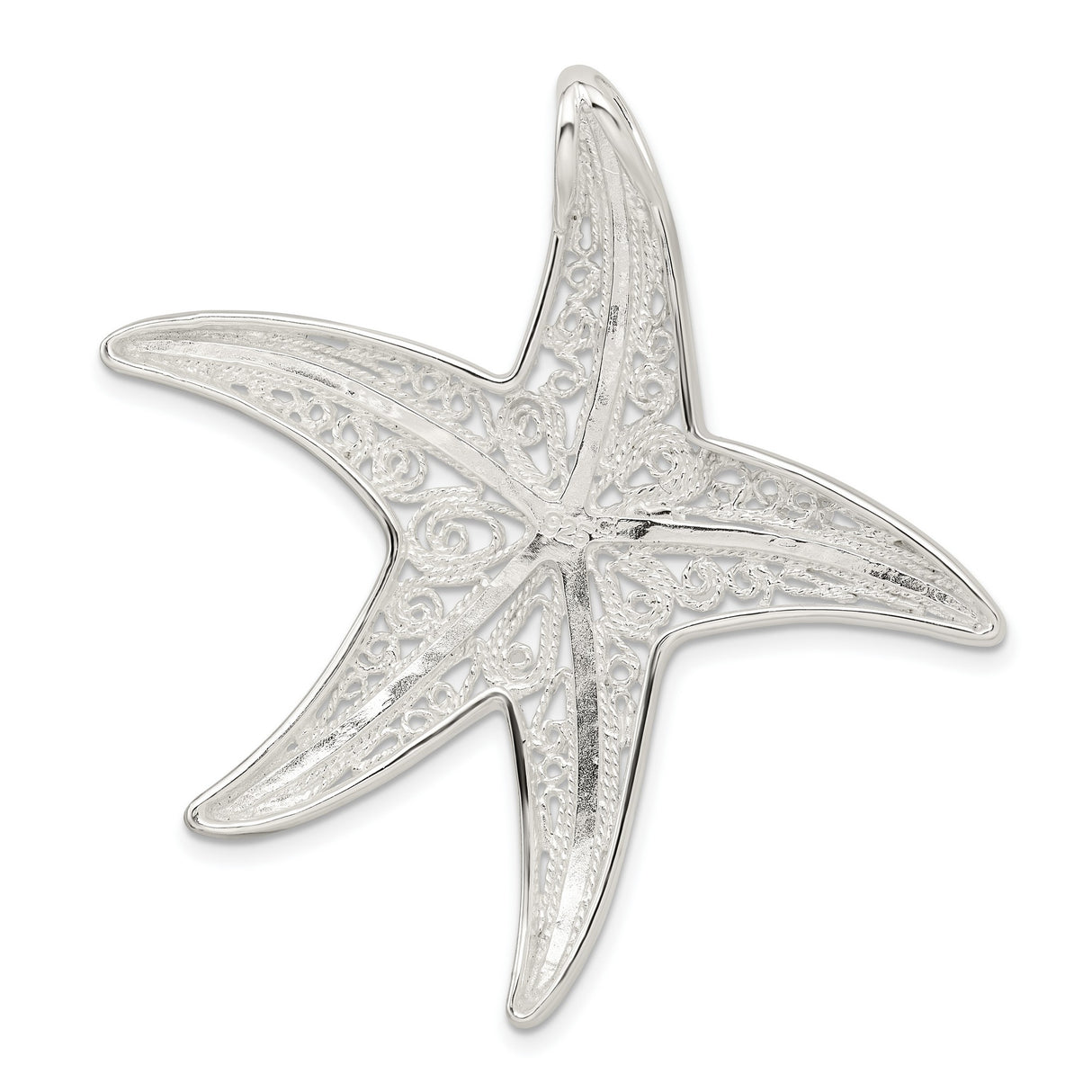 Fancy Starfish Charm Pendant in Real 925 Sterling Silver