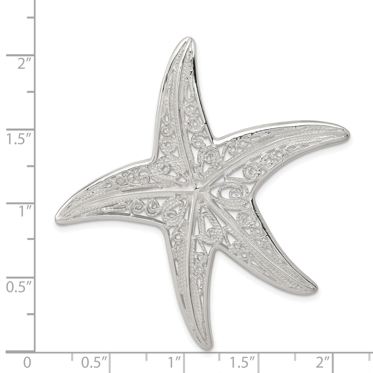 Fancy Starfish Charm Pendant in Real 925 Sterling Silver
