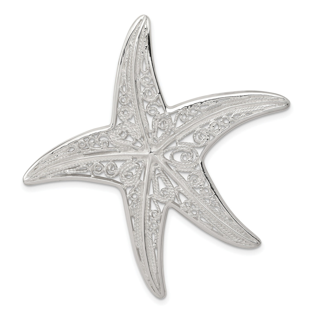 Fancy Starfish Charm Pendant in Real 925 Sterling Silver