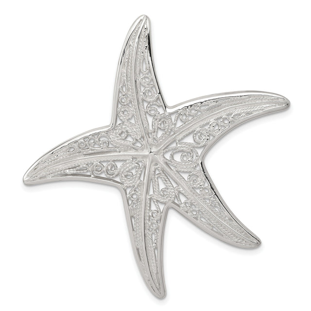 Fancy Starfish Charm Pendant in Real 925 Sterling Silver