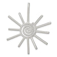 Sterling Silver Sunburst Pendant with Spiral Center, Boho Tribal Sun Medallion Charm