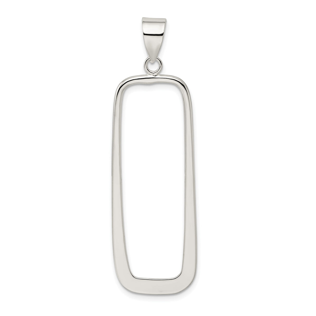 Sterling Silver Rectangle Open-Frame Pendant, Minimalist Geometric Design for Women