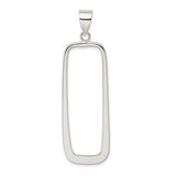 Sterling Silver Rectangle Open-Frame Pendant, Minimalist Geometric Design for Women