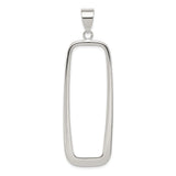 Sterling Silver Rectangle Open-Frame Pendant, Minimalist Geometric Design for Women
