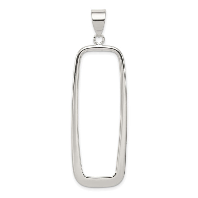 Sterling Silver Rectangle Open-Frame Pendant, Minimalist Geometric Design for Women