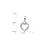 Sterling Silver Heart Pendant with Cubic Zirconia, Open Heart Design, Romantic Jewelry for Women