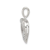 Sterling Silver Heart Pendant with Cubic Zirconia, Polished Open Heart Design