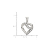 Sterling Silver Heart Pendant with Cubic Zirconia, Polished Open Heart Design