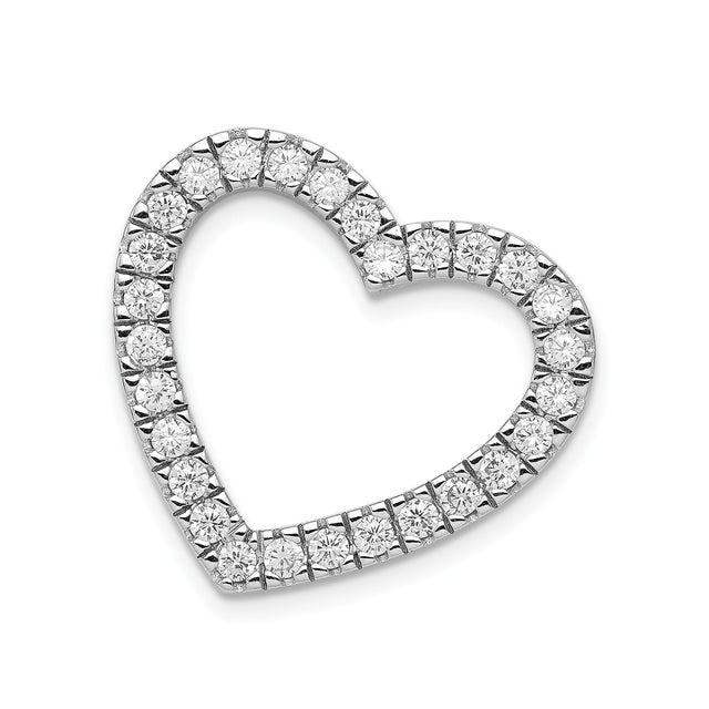 Sterling Silver Heart Pendant with Round Cut Cubic Zirconia, Open Heart Design for Women