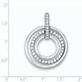 Sterling Silver Circle Pendant with Cubic Zirconia, Concentric Rings Design