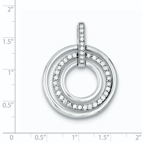 Sterling Silver Circle Pendant with Cubic Zirconia, Concentric Rings Design