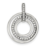 Sterling Silver Circle Pendant with Cubic Zirconia, Concentric Rings Design
