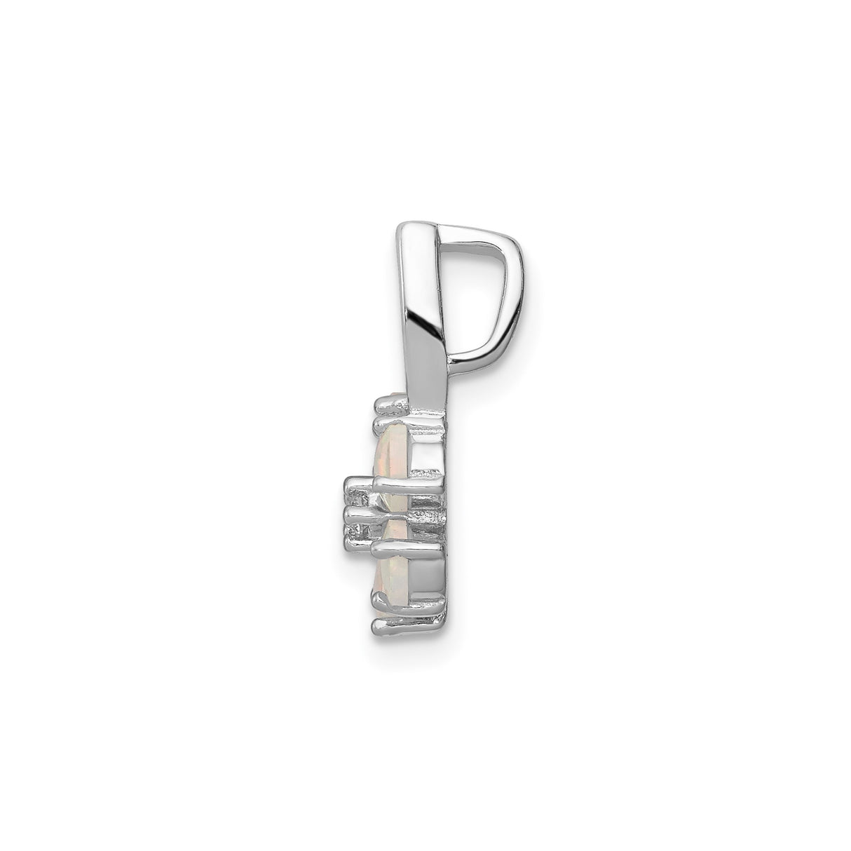 Sterling Silver Pendant with Opal and Cubic Zirconia, Floral Design for Women