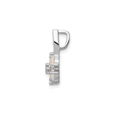 Sterling Silver Pendant with Opal and Cubic Zirconia, Floral Design for Women