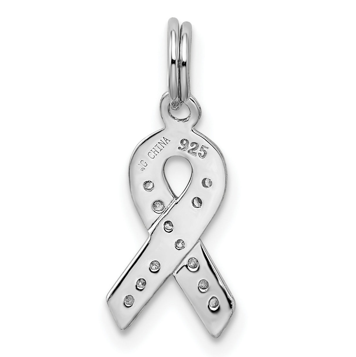 Sterling Silver Awareness Ribbon Pendant with Cubic Zirconia, Symbolic Hope Jewelry for Women