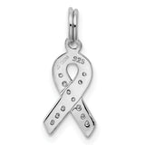 Sterling Silver Awareness Ribbon Pendant with Cubic Zirconia, Symbolic Hope Jewelry for Women